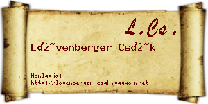 Lövenberger Csák névjegykártya